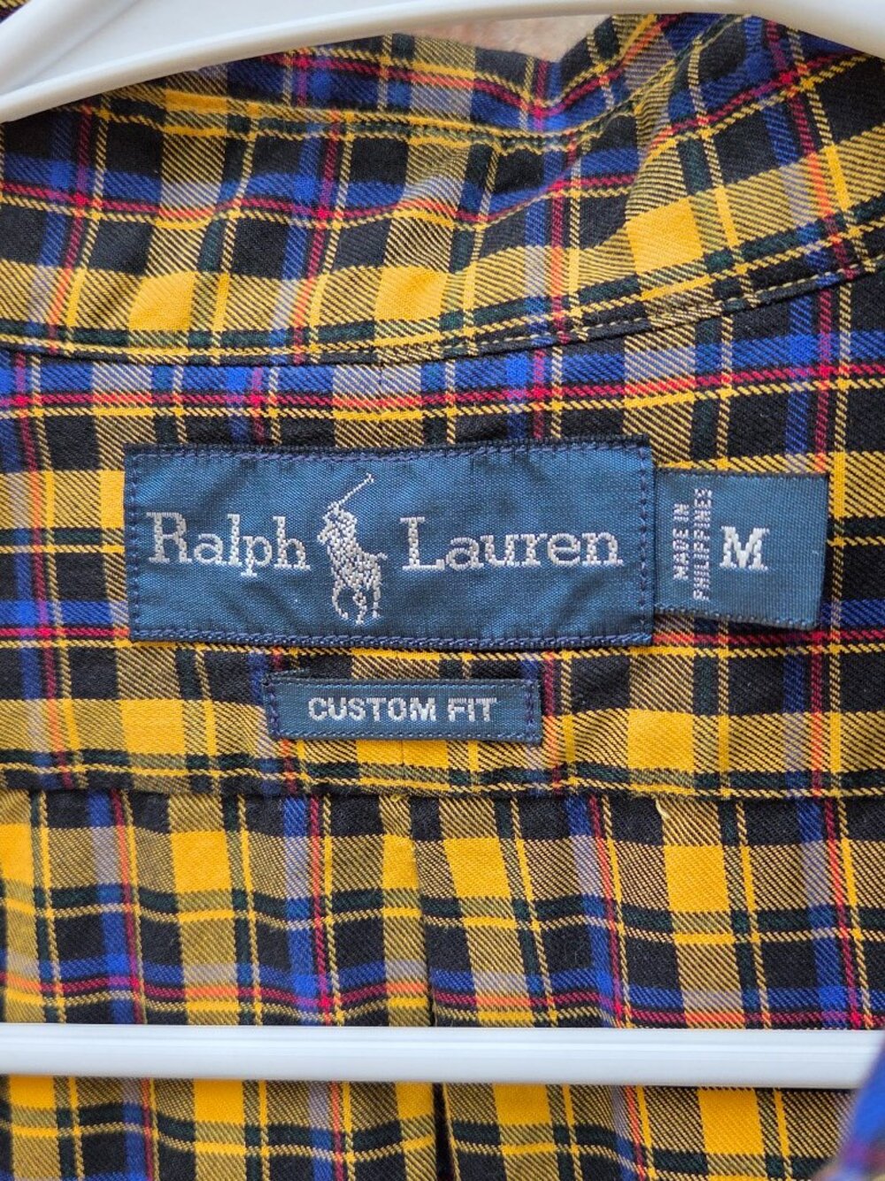 Ralph Lauren Custom-Fit Shirt Men M LS Plaid Pony Mid weight Cotton Flannel